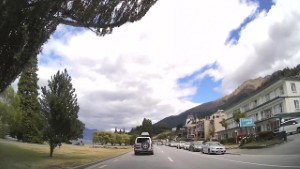 Driving along Lake Esplanade  next to Lake Wakatipu in Queenstown  | Otago | New Zealand | 4K