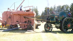 1913 Robey Traction Engine Running a Threshing Mill