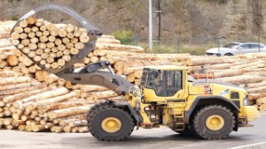 Volvo L260H Loader with Log Grabber Working in Lyttelton