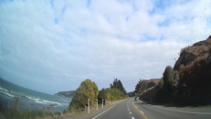 Driving SH1 from Hampden to Palmerston in Otago New Zealand