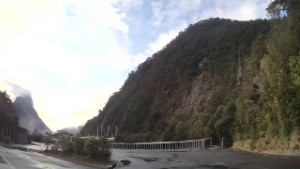 Driving from Christie Falls to Milford Sound in Fiordland