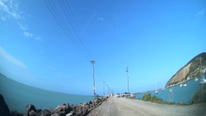 Driving to Holmes Wharf in Oamaru in Otago New Zealand