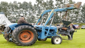 Fordson Major E1A Tractor with Front Loader Bucket Running