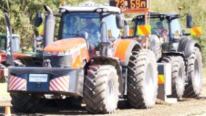 2023 Massey Ferguson 8732 Tractor Pulling a Deutz-Fahr 8280 Tractor