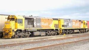 KiwiRail Locomotives Collecting Freight Wagons in Edendale